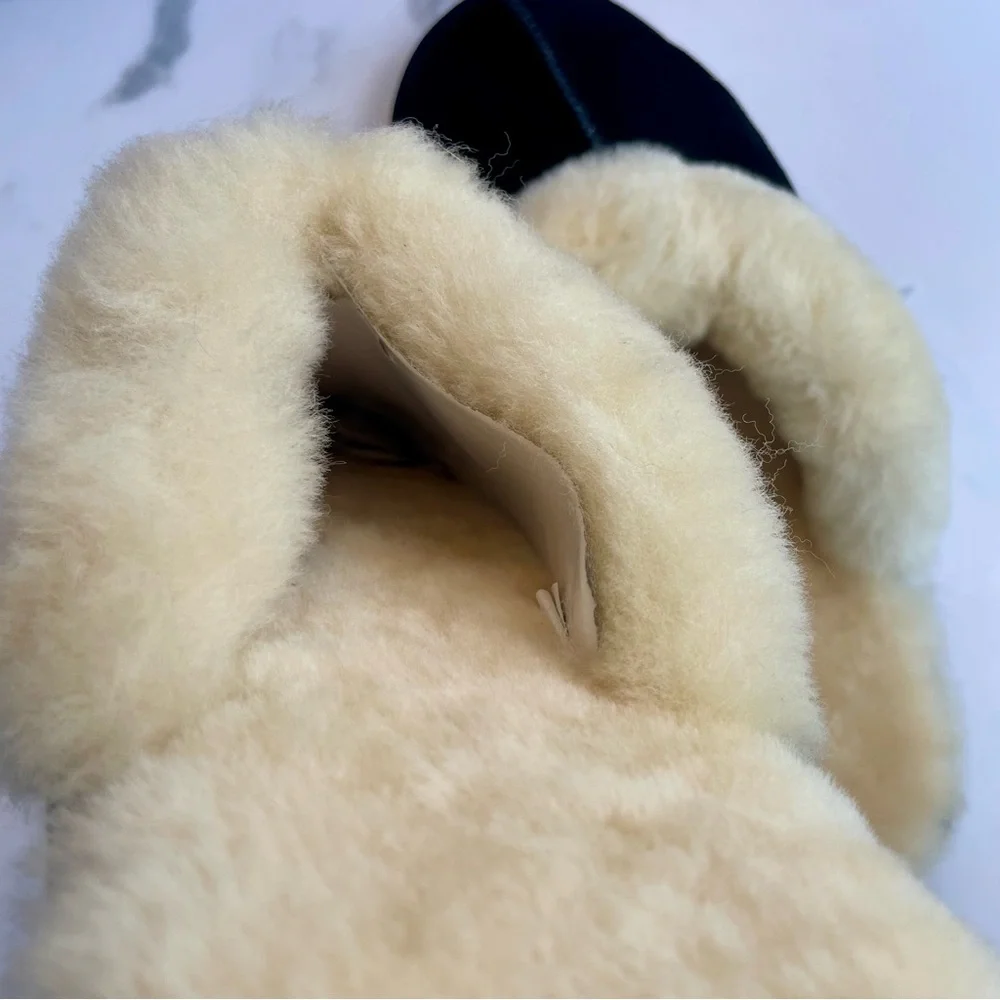 Catherine Malandrino Shearling Lined Genuine Suede Slippers  Sz 9-11 Large NWB - Picture 11 of 12